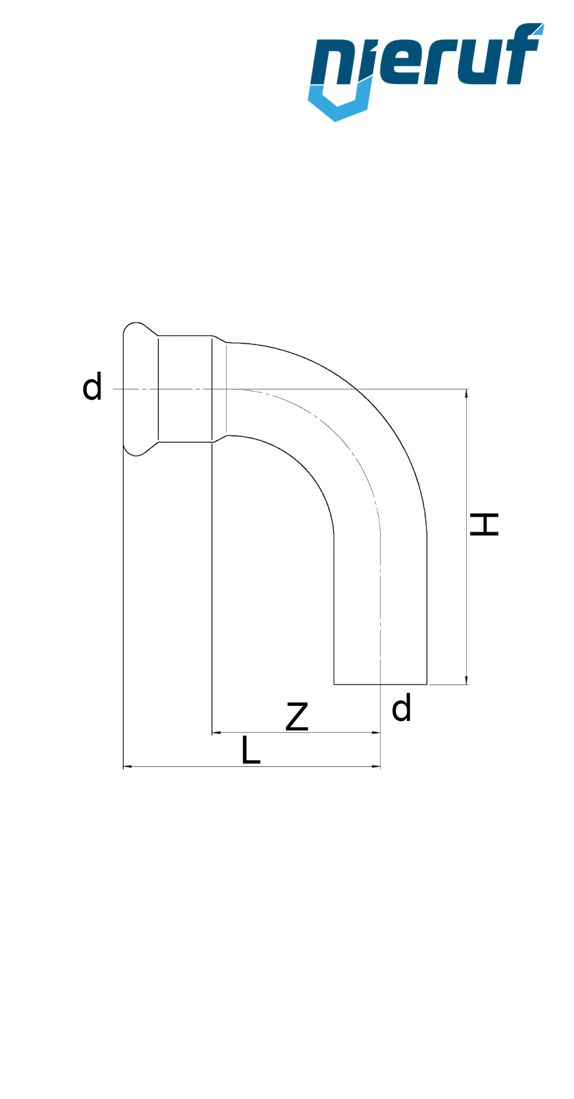 Raccordo a gomito 90° a pressare F x M DN65 - 76,1 mm acciaio inox