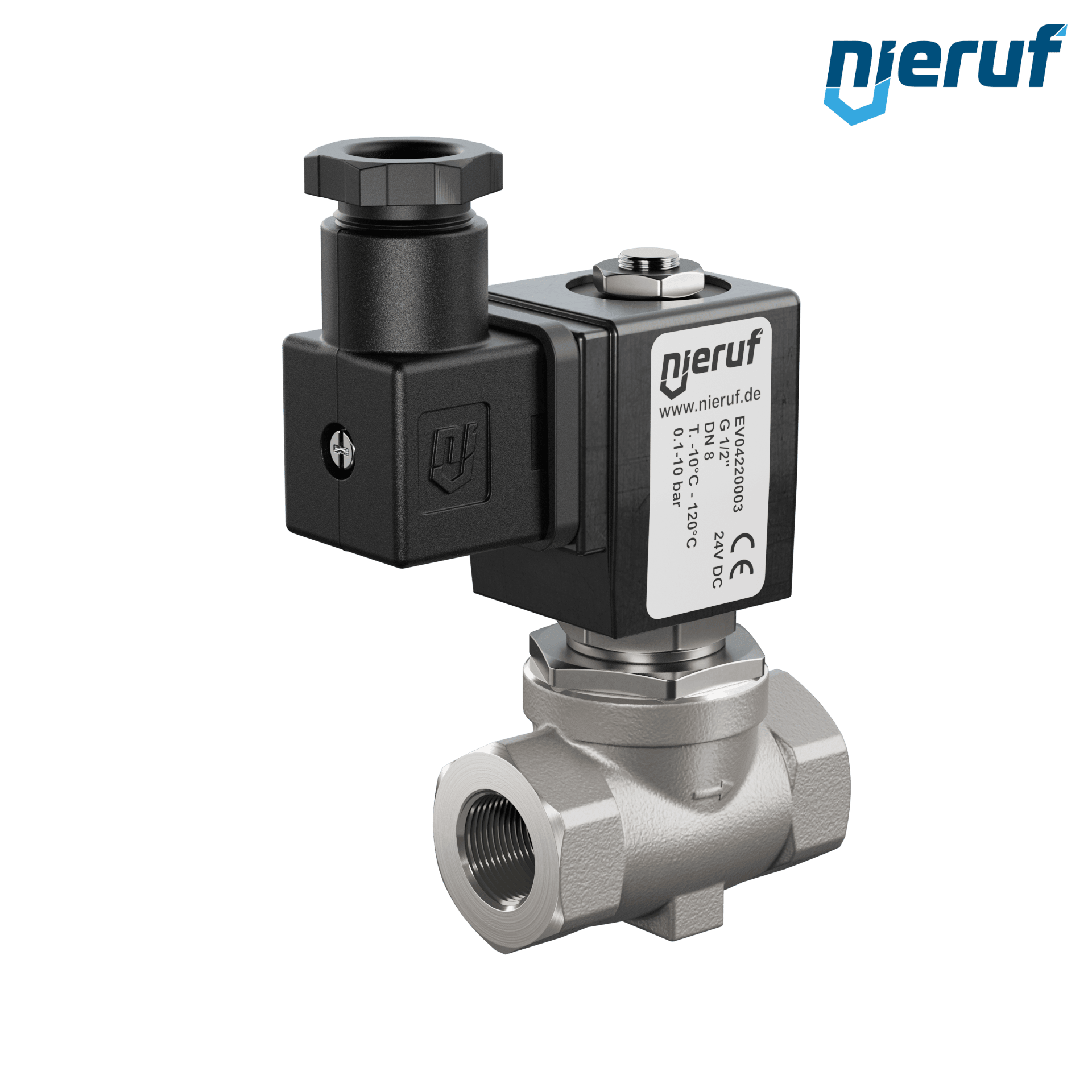 elettrovalvola a membrana G 1/2" pollici acciaio inossidabile EV04 FKM 24V DC