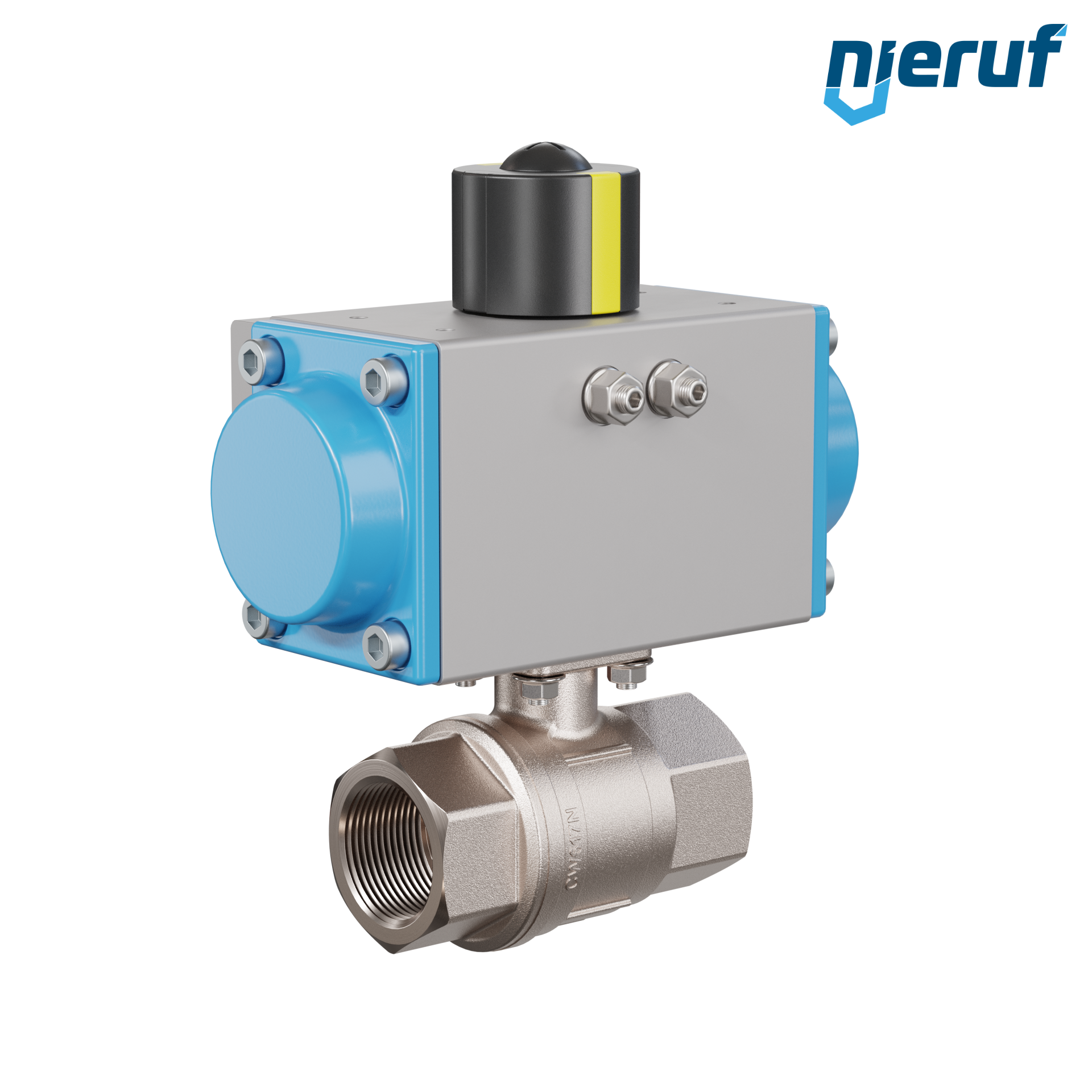 valvola a sfera automatica con manicotto DN25 - 1" pollici azionamento rotativo pneumatico a effetto semplice apertura a molla PK01