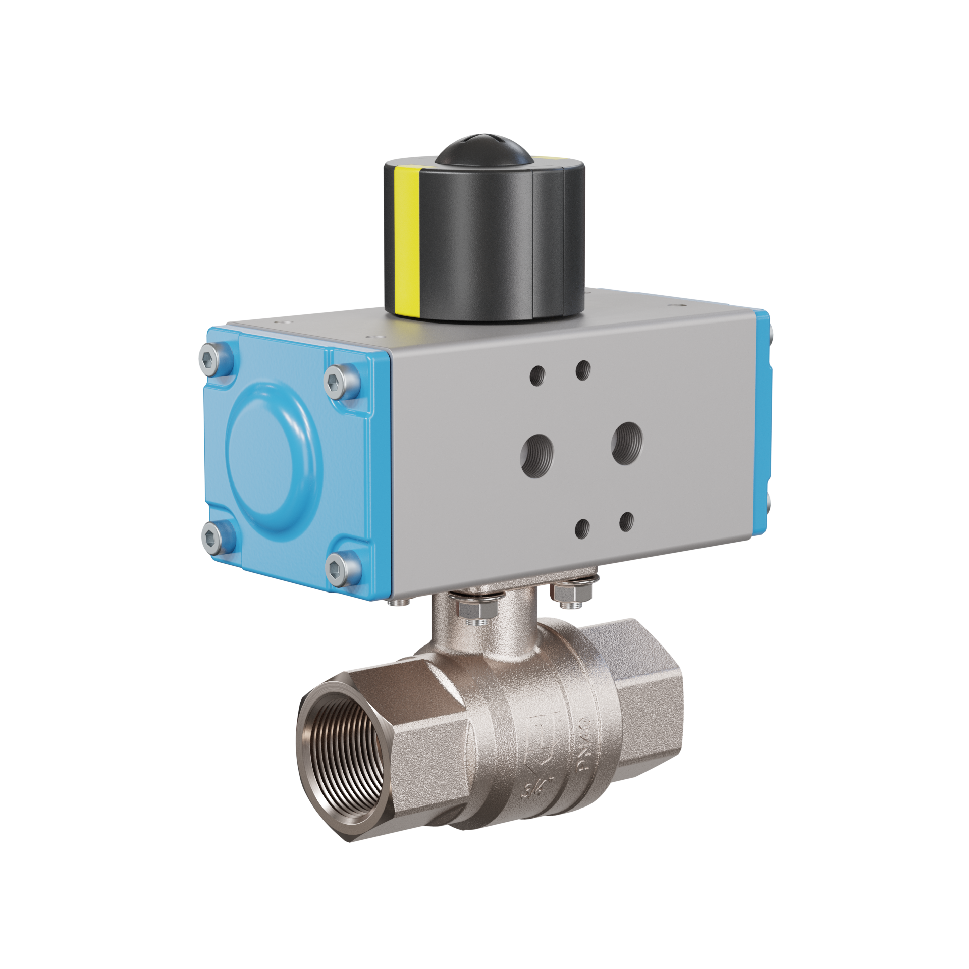 valvola a sfera automatica con manicotto DN20 - 3/4" pollici azionamento rotativo pneumatico a doppio effetto PK01