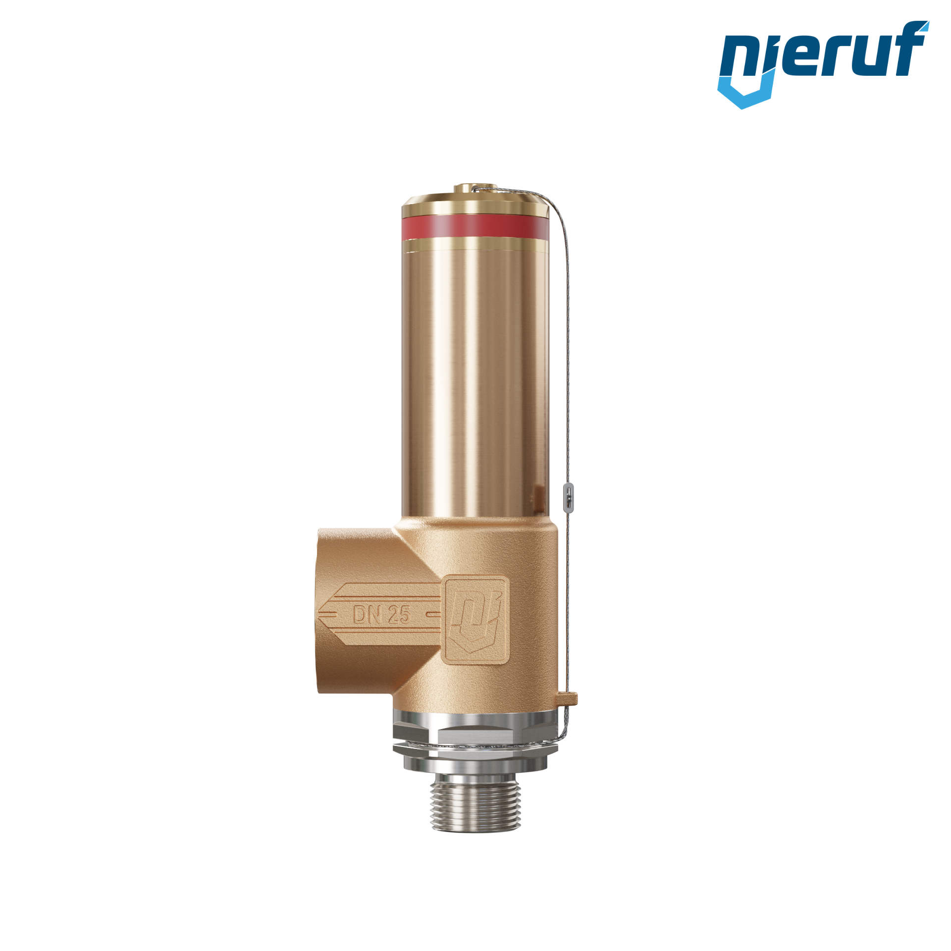 valvola di sicurezza criogenica senza otturatore di scarico DN15 1/2" M x 1" F SV18, acciaio inox & ottone rosso PTFE