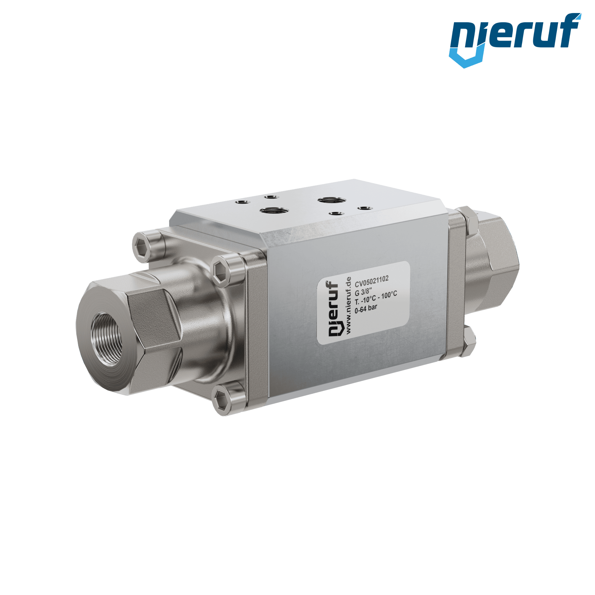 valvola coassiale a 2/2 vie CV05 3/8" pollici filettatura interna - DN10 acciaio inossidabile max. 160 bar NO - per applicazione con acqua