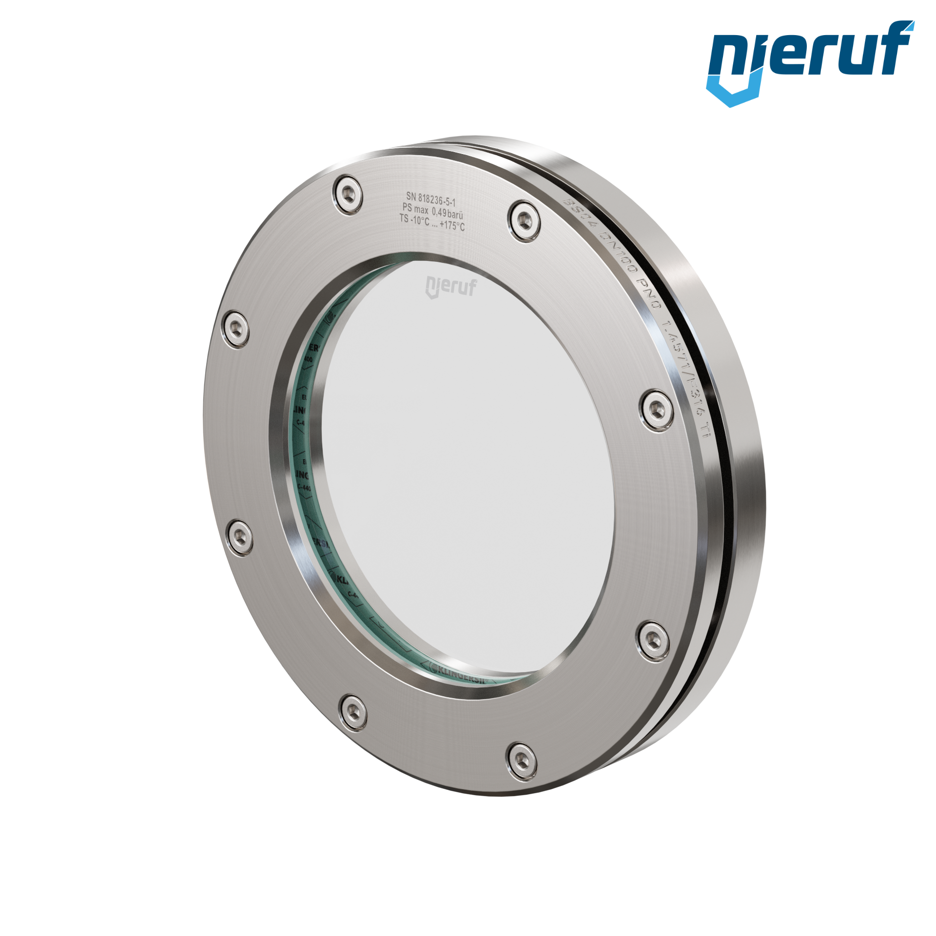 oblò di osservazione per serbatoi DN100 - 4" pollici BS04 acciaio inossidabile 1.4571 vetro borosilicato 0,0 bar