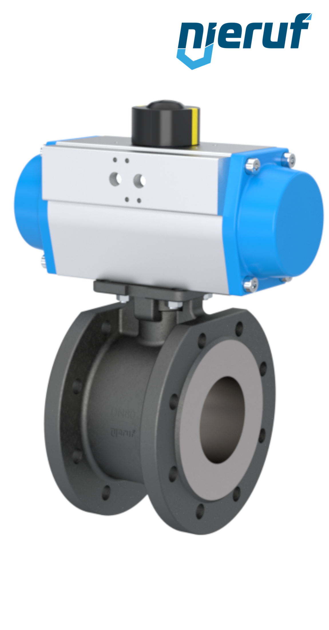 valvola a sfera flangiata dal design compatto DN80 PK06 azionamento rotativo pneumatico a semplice effetto apertura a molla