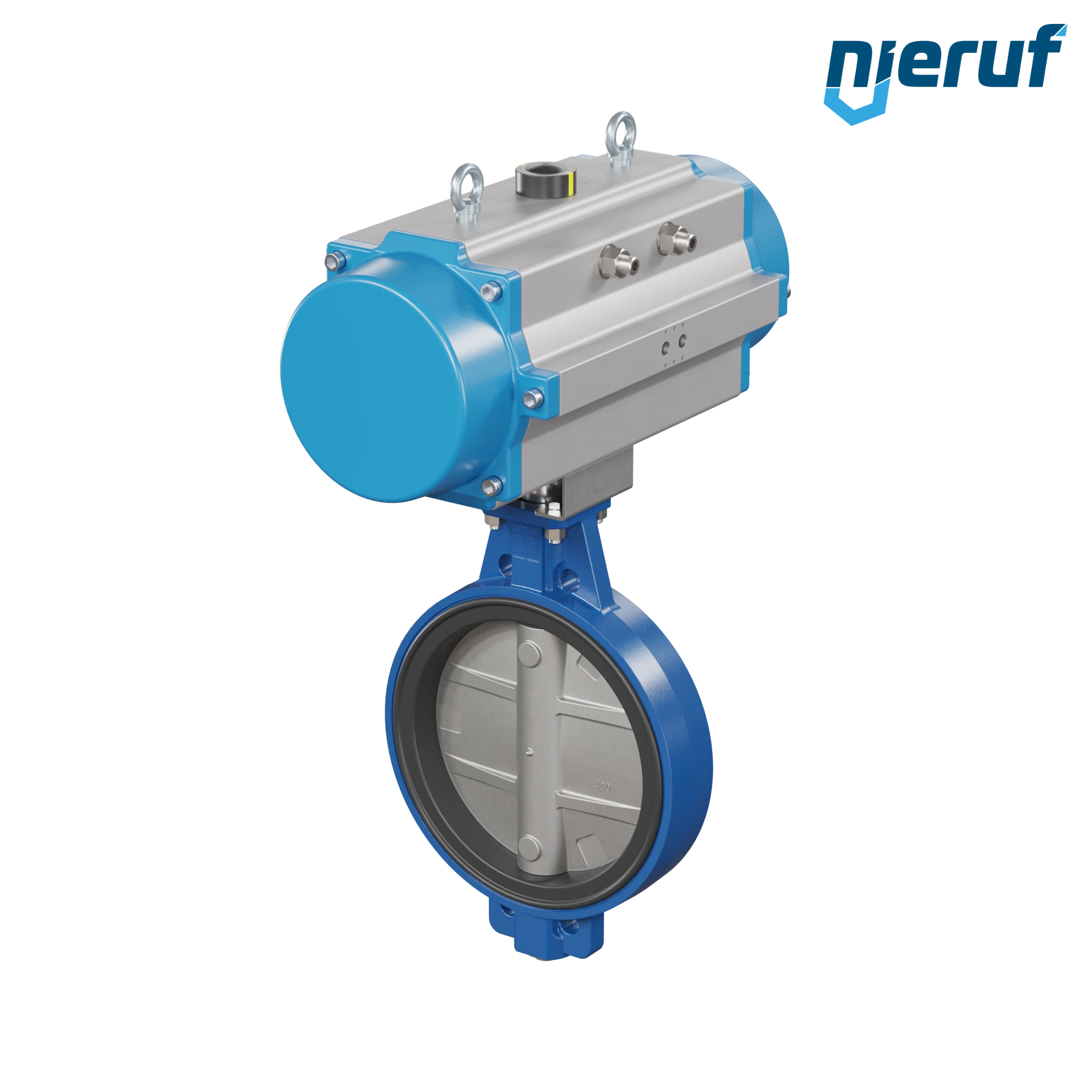 valvola a farfalla DN 400 AK01 NBR-70-nero DVGW gas attuatore pneumatico a semplice effetto chiusura a molla