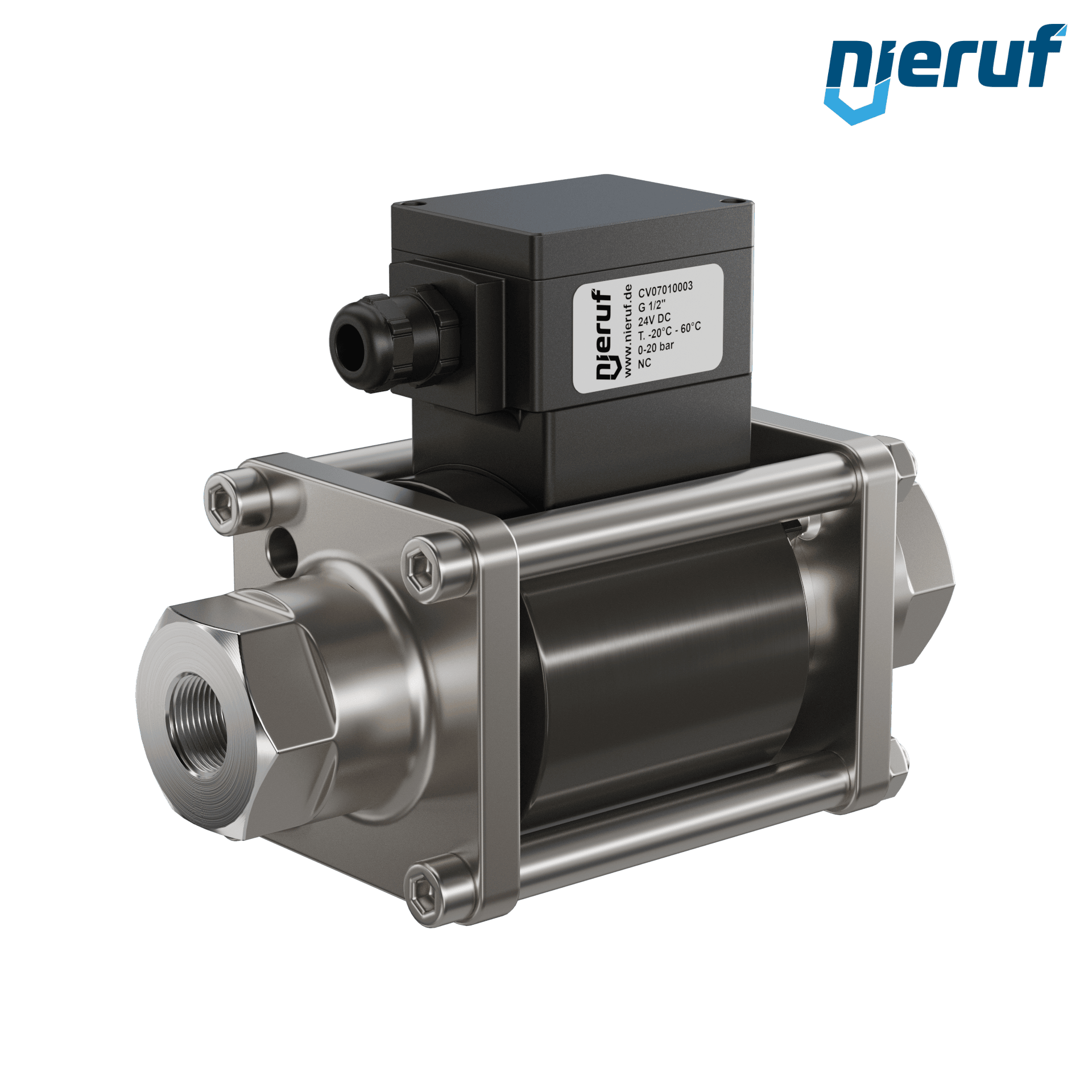 valvola coassiale ATEX CV07 1/2" pollici filettatura interna - DN15 acciaio inossidabile 24V DC NC