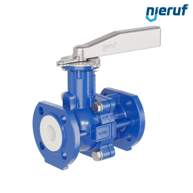 valvola a sfera flangiata PFA FK13 DN25 - 1" pollici PN10/16 in ghisa sferoidale 5.3103 con leva in acciaio