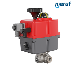 valvola a sfera a 3 vie con attuatore elettrico 24-240V DN8 - 1/4" pollici acciaio inossidabile a passaggio ridotto con incavo a forma di T