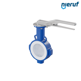 valvola a farfalla PFA PTFE AK09 DN100 PN10-PN16 leva inserto in silicone