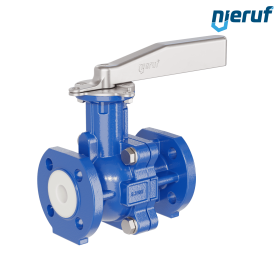valvola a sfera flangiata PFA FK13 DN20 - 3/4" pollici PN10/16 in ghisa sferoidale 5.3103 con leva in acciaio