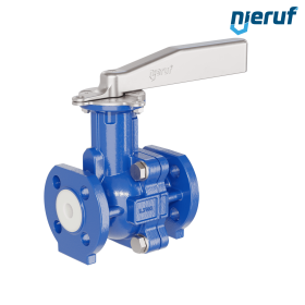 valvola a sfera flangiata PFA FK13 DN15 - 1/2" pollici PN10/16 in ghisa sferoidale 5.3103 con leva in acciaio