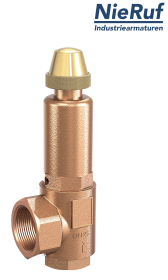 valvola di sicurezza ad angolo 3/4" x 1 1/4" F SV04 fluidi liquidi, ottone rosso FKM valvola di sicurezza ad angolo 3/4" x 1 1/4" F SV04 fluidi liquidi, ottone rosso FKM