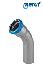 Raccordo a gomito 45° a pressare F x M DN80 - 88,9 mm acciaio inox