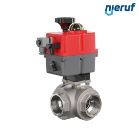 valvola a sfera a 3 vie con attuatore elettrico 24-240V DN50 - 2" pollici acciaio inossidabile a passaggio ridotto con incavo a forma di L