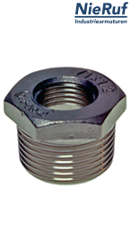 riduzione concentrica 3/4" x 3/8" pollici NPT filettatura esternaxfilettatura interna in acciaio inossidabile 316L