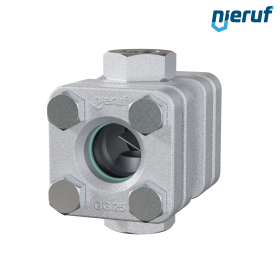 oblò di osservazione filettato / specola visiva a ghiera G 1/2" pollici ghisa grigia GG25 vetro calciosodico versione con disco