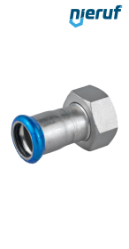 Raccordo femmina F a pressare DN12 - 15,0 mm filettatura interna 1/2" pollice acciaio inox Raccordo femmina F a pressare DN12 - 15,0 mm filettatura interna 1/2" pollice acciaio inox