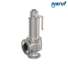 valvola di sicurezza flangiata DN65/DN100 SF04, acciaio inox 1.4408 metallo, dispositivo di sollevamento con leva