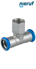 Raccordo a T a pressare F x F DN32 - 35,0 mm filettatura interna 1/2" pollice acciaio inox