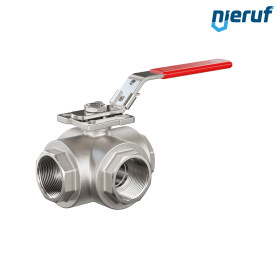 valvola a sfera a 3 DN40 - 1 1/2" pollici GK09 acciaio inossidabile con incavo a forma di T