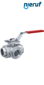 valvola a sfera a 3 DN8 - 1/4" pollici GK09 acciaio inossidabile con incavo a forma di T