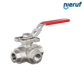 valvola a sfera a 3 DN10 - 3/8" pollici GK09 acciaio inossidabile con incavo a forma di L