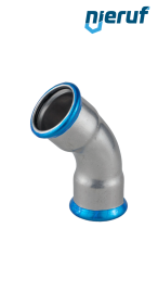 Raccordo a gomito a pressare 45° F x F DN12 - 15,0 mm acciaio inox Raccordo a gomito a pressare 45° F x F DN12 - 15,0 mm acciaio inox